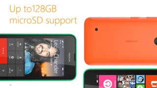 Up to128GB
microSD support
26
 