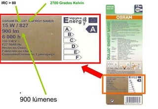 900 lúmenes
2700 Grados Kelvin
IRC > 80
 