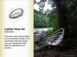 Lighter than Air
Briar Bates
This plant uses rings of lights
to lure hominids to relax in it’s
comforting chair-like shape...