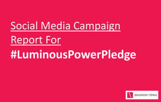 Social Media Campaign
Report For

#LuminousPowerPledge

 