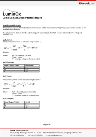 Lumin ox optical oxygen sensor evaluation interface board lox-evb | PDF