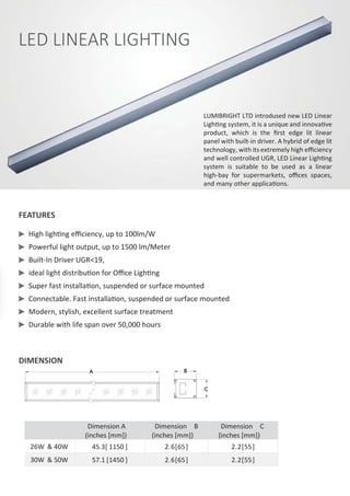 Line Light Dimension Lumipro linear light | PDF