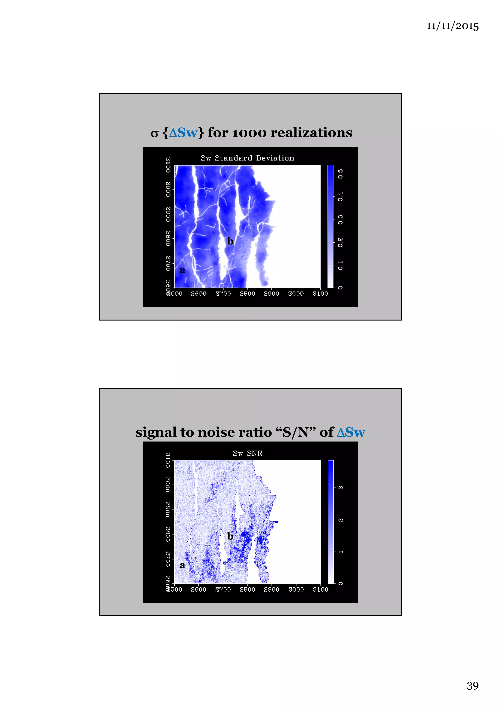 11/11/2015
39
david.lumley@uwa.edu.auLumley et al., 2014
{Sw} for 1000 realizations
a
b
david.lumley@uwa.edu.auLumley et al., 2014
signal to noise ratio “S/N” of Sw
a
b
 