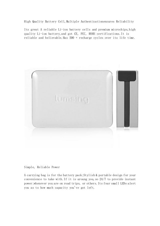 Lumsing 5200mah mini size portable external usb battery pack with built