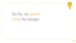 So far.. so good!
Time for design.
35
 