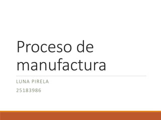 Proceso de
manufactura
LUNA PIRELA
25183986
 