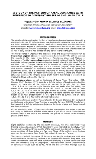A study of the pattern of nasal dominance with reference to different ...