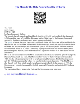 Lunar Surface Processes And Its Impact On The Earth Essay | PDF