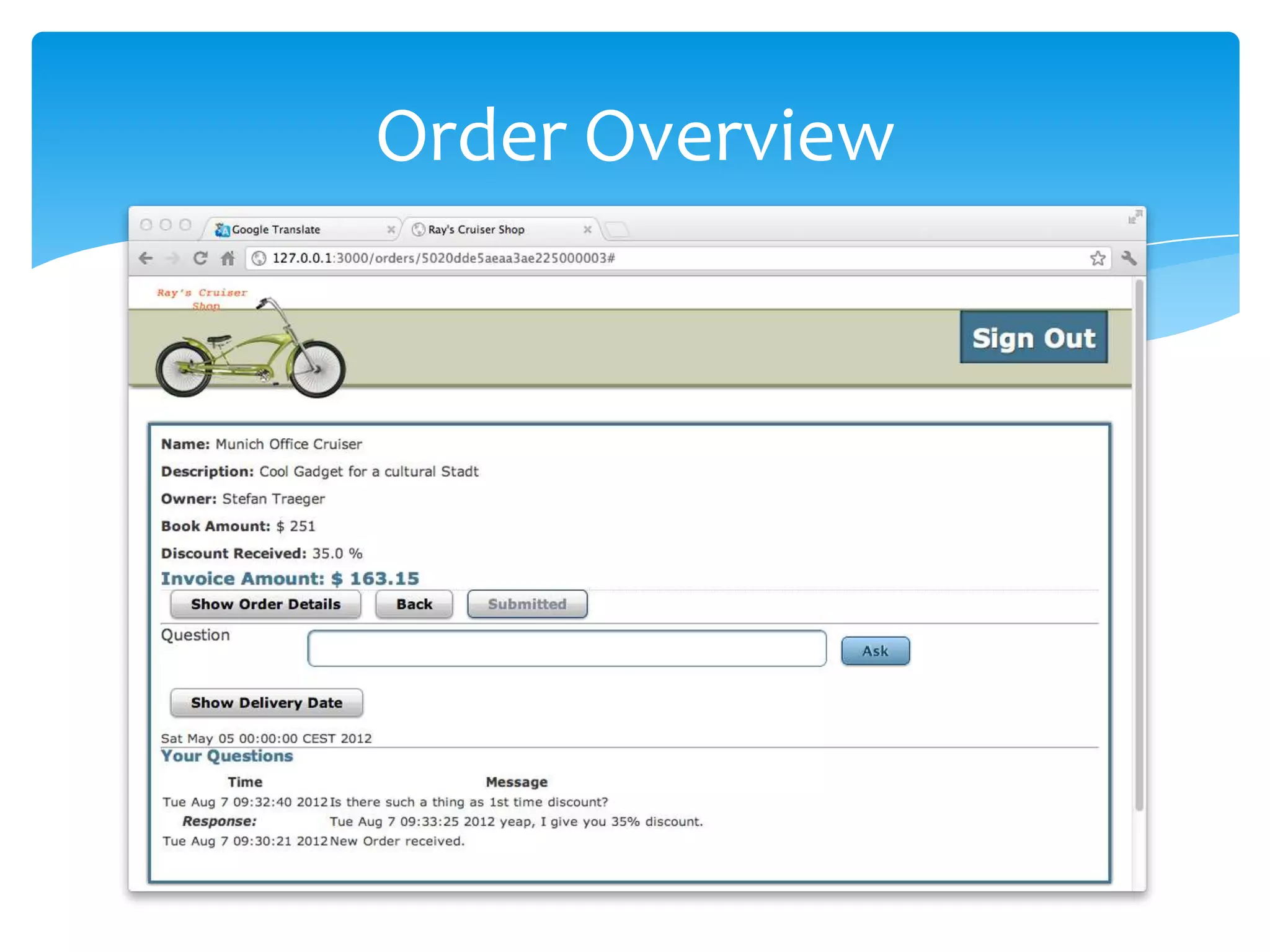 Order Overview
 