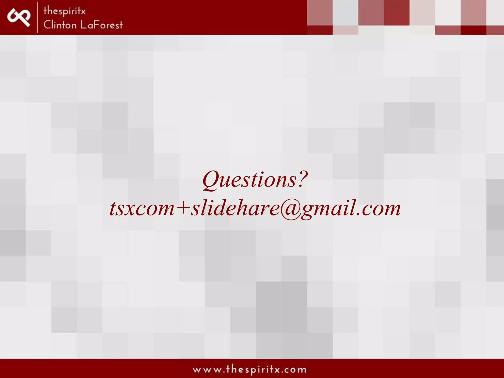 Questions? tsxcom+slidehare@gmail.com