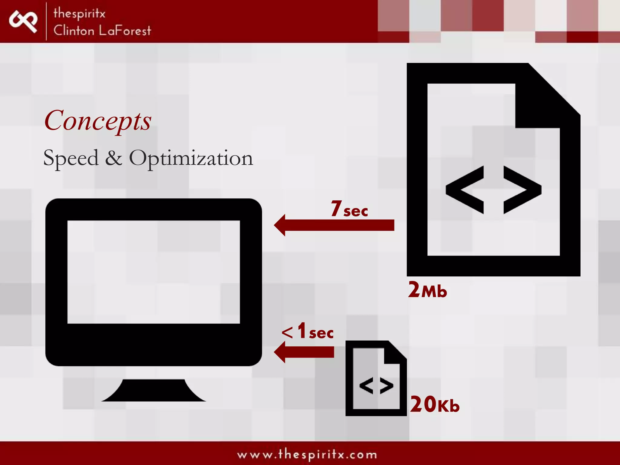 Concepts Speed & Optimization 2Mb 20Kb 7sec <1sec