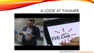 A LOOK AT YAMMER
Learn about Yammer: http://www.Yammer.com
 