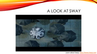 A LOOK AT SWAY
Learn about Sway: http://www.Sway.com
 