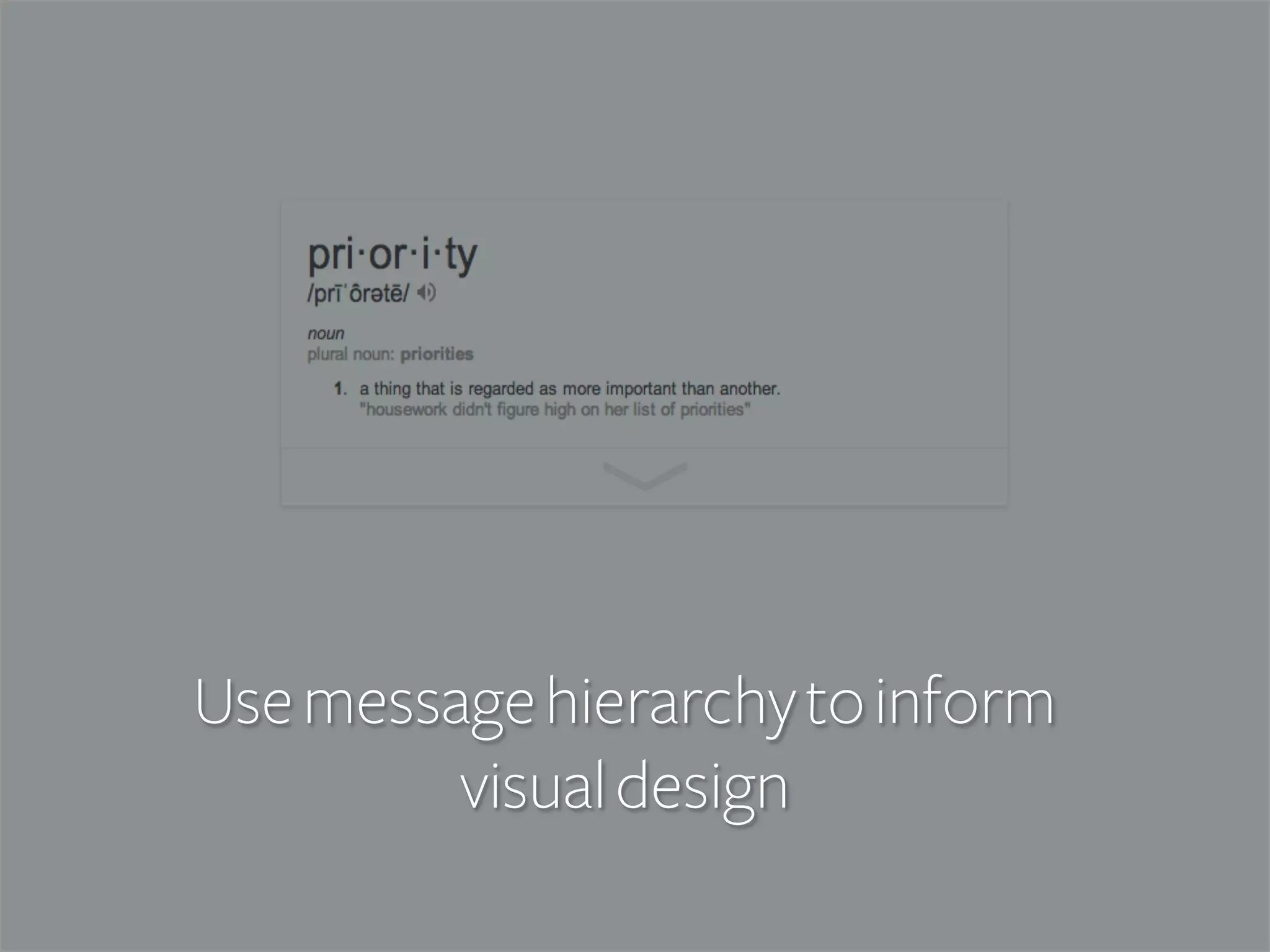 Use message hierarchy to inform
visual design

 