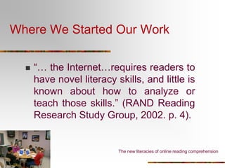 Our Students Have ChangedStudents aged 8-18 in the U.S. spend more time reading online per day than reading offline: 48 minutes per day vs. 43 minutes per day. (Kaiser Family Foundation, 2005).In Accra, Ghana: 66% of 15-18 year olds report having gone online previously; (Borzekowski, Fobil, & Asante, 2006).