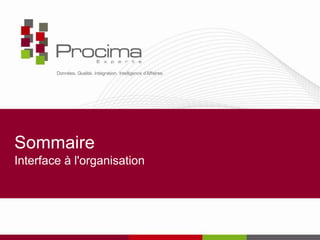 Sommaire
Interface à l'organisation
 