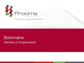 Sommaire
Interface à l'organisation
 