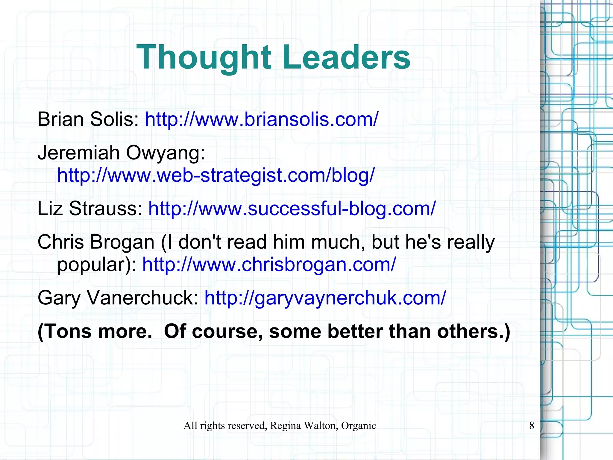 Types of Social Media Social Networking -   Social networking services – Facebook and MySpace being the most well-known- are websites that allow online users to connect and share information with other online users. New player: Google+ 