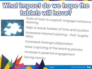 What impact do we hope the
tablets will have?
 