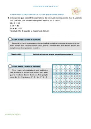 ESCUELA FELIPE BOERO N° 6 DE 20
PLAN DE CONTINUIDAD PEDAGOGICA 4C DOCENTE MARIA EUGENIA ROMERO
CIENCIASNATURALES
 