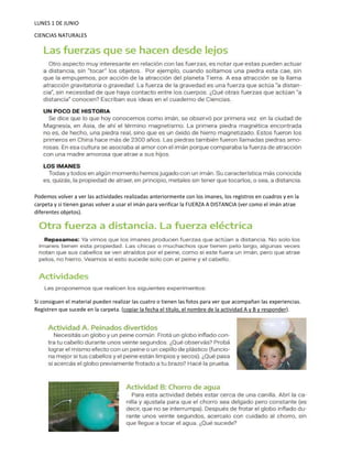 LUNES 1 DE JUNIO
CIENCIAS NATURALES
Podemos volver a ver las actividades realizadas anteriormente con los imanes, los regi...
