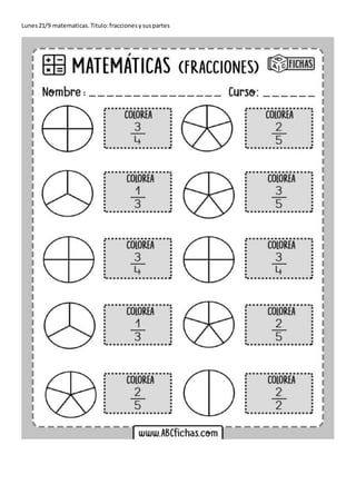 Lunes21/9 matematicas.Titulo:fraccionesysuspartes
 