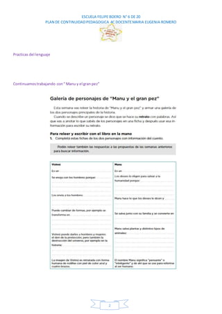 ESCUELA FELIPE BOERO N° 6 DE 20
PLAN DE CONTINUIDADPEDAGOGICA 4C DOCENTEMARIA EUGENIA ROMERO
2
Practicas del lenguaje
Cont...