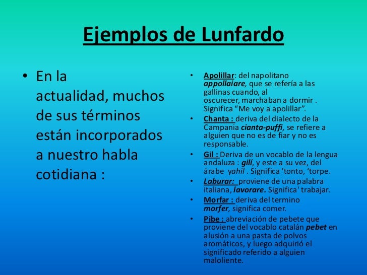 Resultado de imagen para lunfardo argentino ejemplos