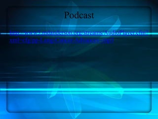 Podcast
http://www3.mdanderson.org/streams/AudioPlayer.cfm?
xml=cfg/pp-Lung-Cancer-Advances--mp3

12

 