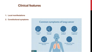 Clinical features
1. Local manifestations
2. Constitutional symptoms
 