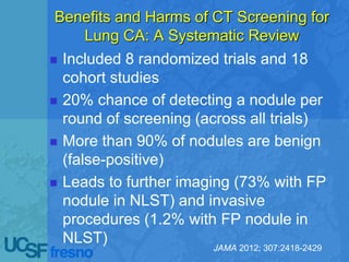 Low Dose CT Screening for Early Diagnosis of Lung Cancer | PPTX
