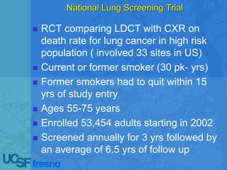 Low Dose CT Screening for Early Diagnosis of Lung Cancer | PPTX