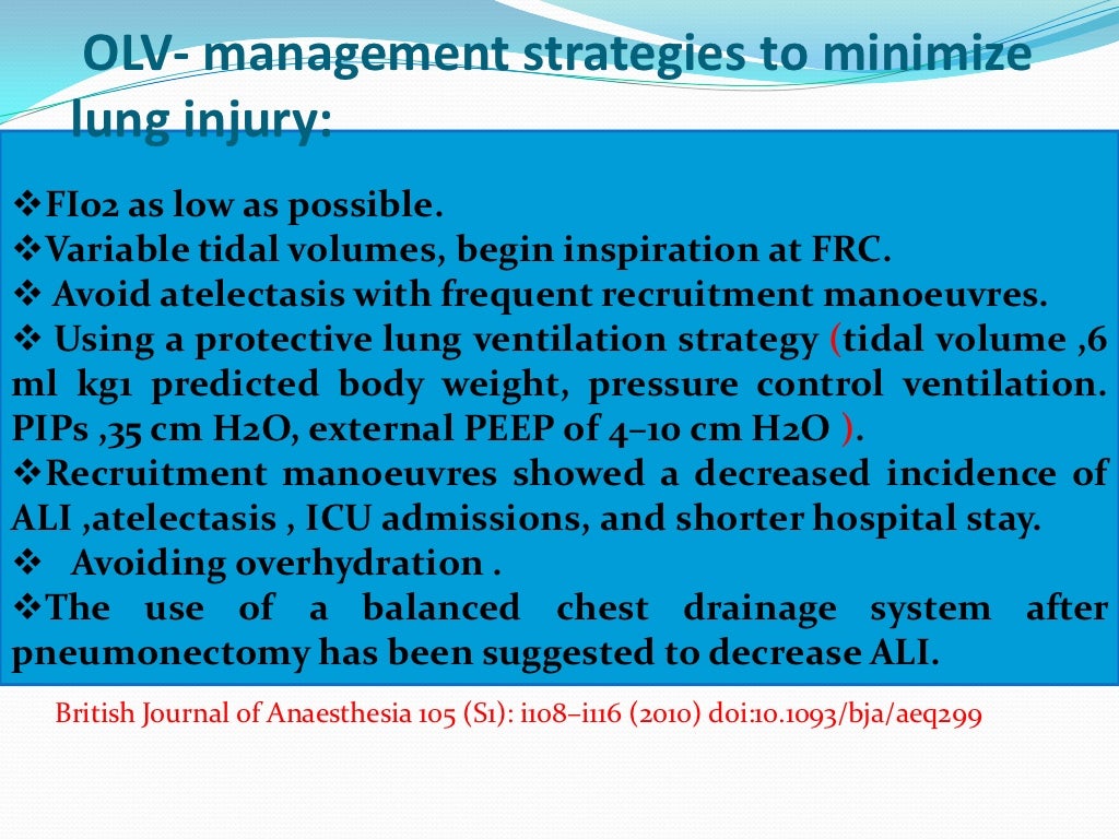 Lung protective strategies in anaesthesia