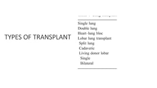 TYPES OF TRANSPLANT
 