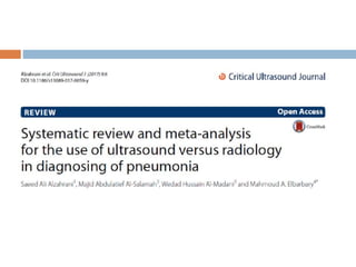 Lung ultrasound for diagnosis of pneumonia | PPTX