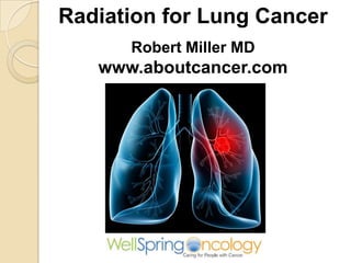 Radiation for Lung Cancer
      Robert Miller MD
   www.aboutcancer.com
 