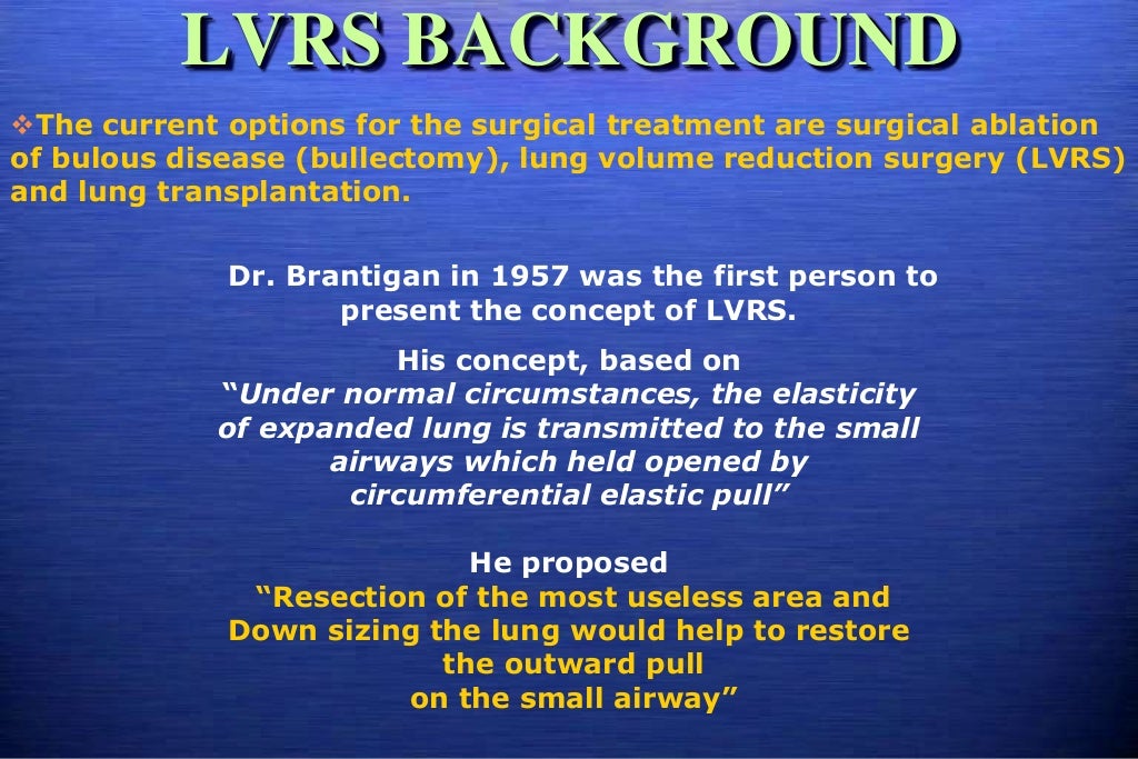 Lung volume reduction surgery