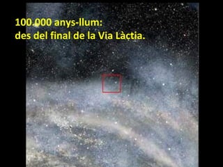 100.000 anys-llum:
des del final de la Via Làctia.

 