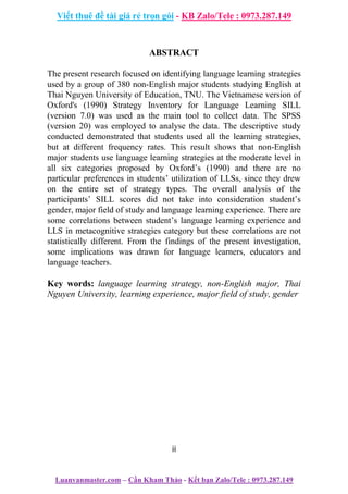 Luận Văn An investigation into english language learning strategies ...