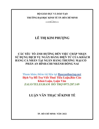 Ý định chấp nhận và sử dụng dịch vụ công nghệ tài chính của khách hàng tại  Thành phố Hồ Chí Minh