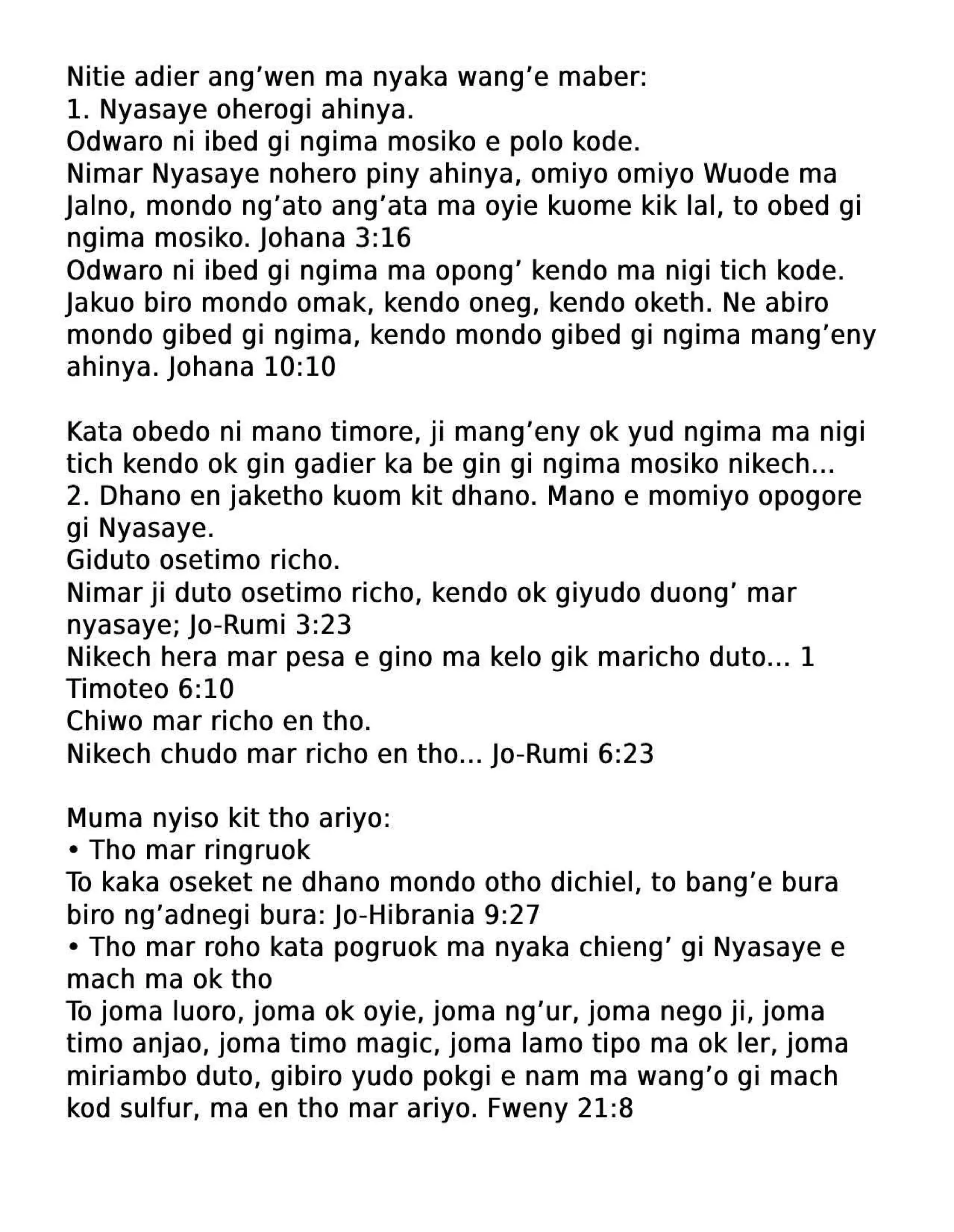 Luo Gospel Tract Only Jesus Christ Saves Pdf