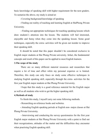 A study on how to improve english skill for the first year English ...