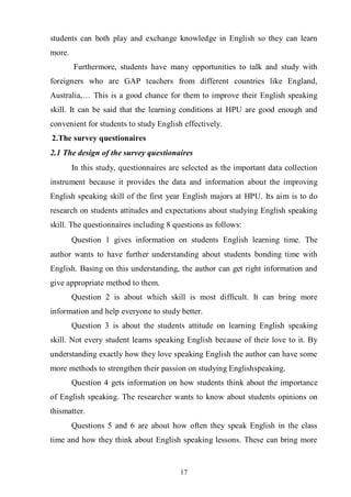 A study on how to improve english skill for the first year English ...