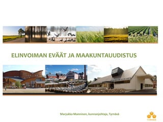 ELINVOIMAN EVÄÄT JA MAAKUNTAUUDISTUS
Marjukka Manninen, kunnanjohtaja, Tyrnävä
 