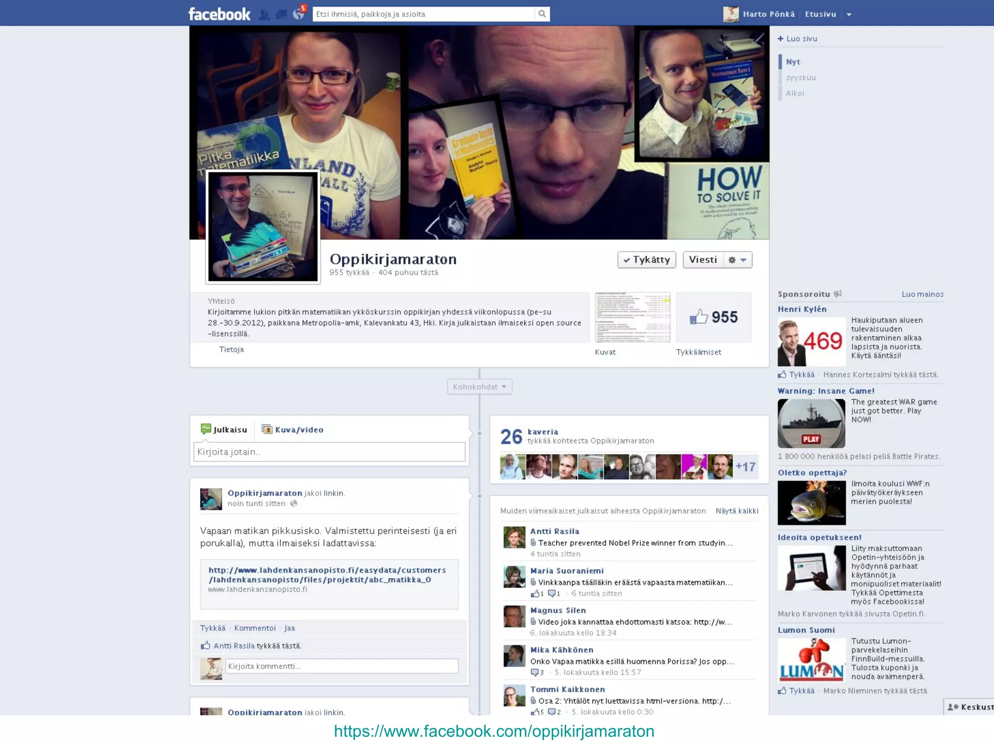 https://www.facebook.com/oppikirjamaraton
 