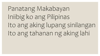 Sinilangan LUPANG HINIRANG LYRICS 2024 AND PANATANG MAKABAYAN.pptx