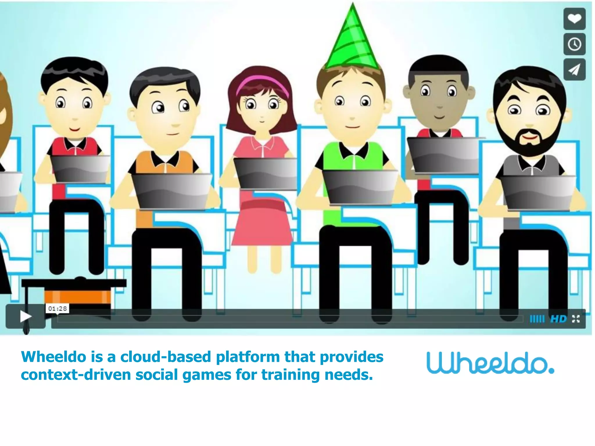 Wheeldo is a cloud-based platform that provides
context-driven social games for training needs.
 