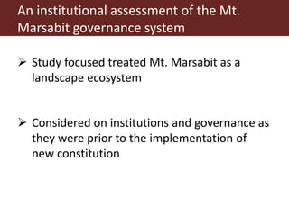 How landscape level governance and land use planning are connected: Insights from case studies in Marsabit, Isiolo and Makueni