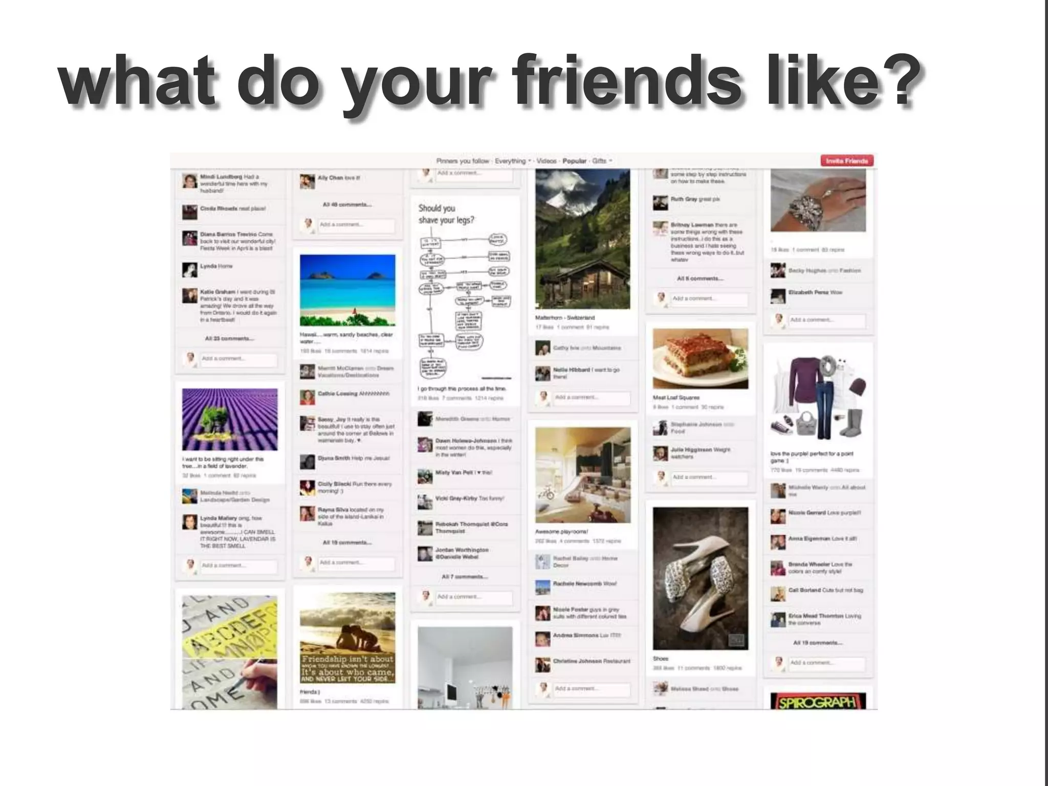 what do your friends like?




                             21
 