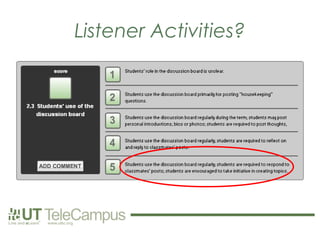 Listener Activities?
 